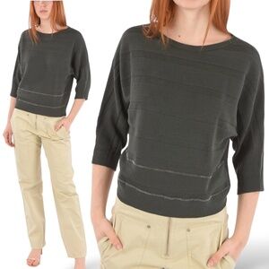 FABIANA FILIPPI 100% Cotton Beaded Stripe Dolman Sleeve Sweater MADE IN ITALY XL